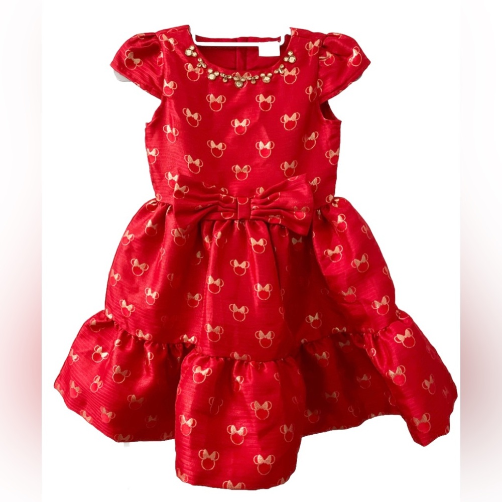 Disney Red Minnie Mouse Sparkle Party Dress w/ Rhinestones | Girls 9/10